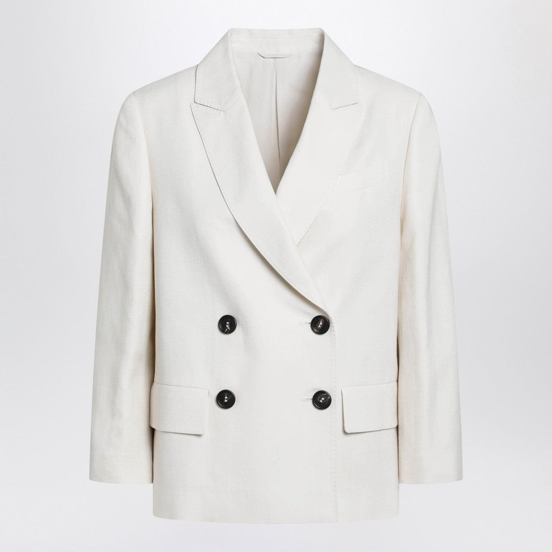 Coats &amp; Jackets Brunello Cucinelli - Ivory fluid twill jacket in viscose and linen Brand