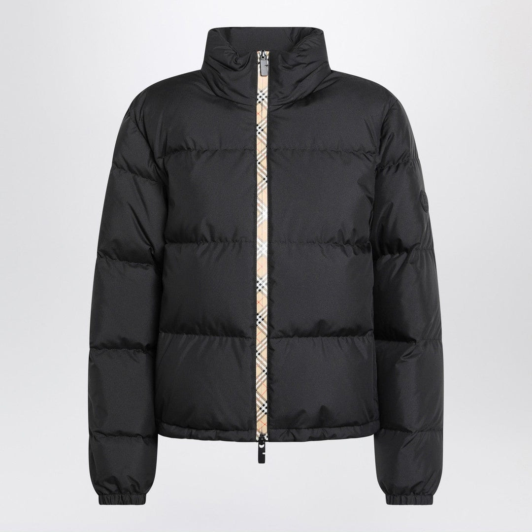 Coats & Jackets Burberry - Black zip-up puffer jacket with Check detail Brand