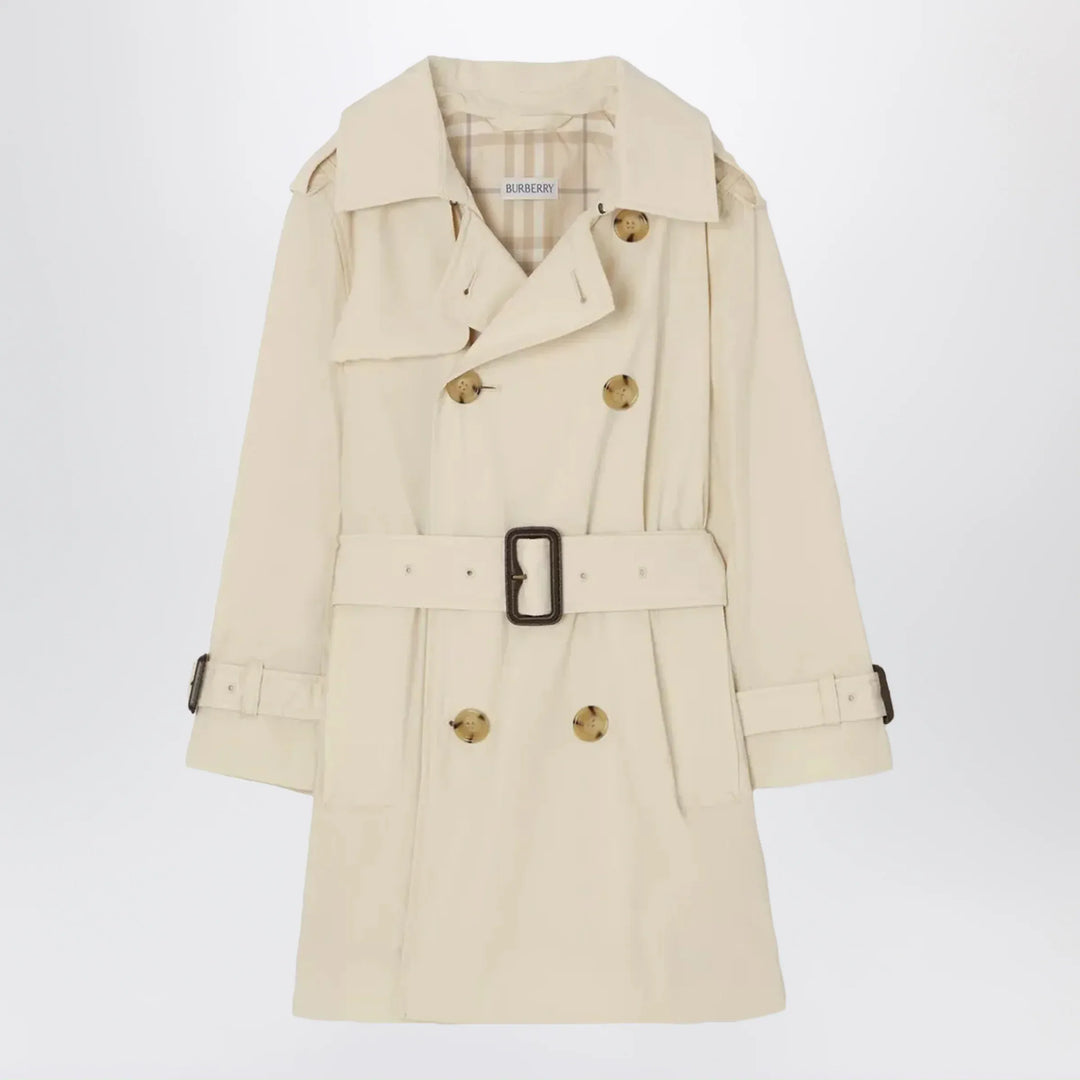 Burberry - Stretch nylon trench coat in dove beige Brand Coats &amp; Jackets 10Y