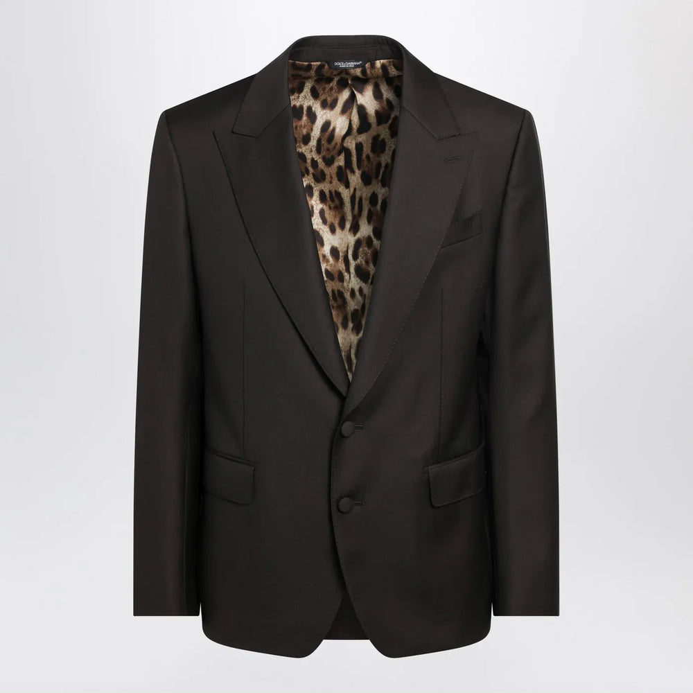 Dolce&Gabbana - Brown single-breasted wool jacket Brand Coats & Jackets 50 IT