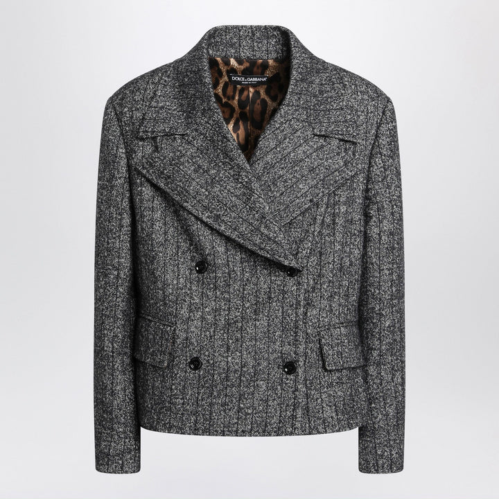 Coats &amp; Jackets Dolce&amp;Gabbana - Dark grey short oversized striped jacket Brand