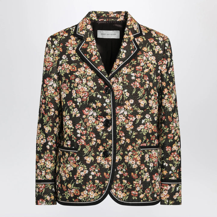 Dries Van Noten - Brown floral gobelin blazer Brand Coats &amp; Jackets 40  FR