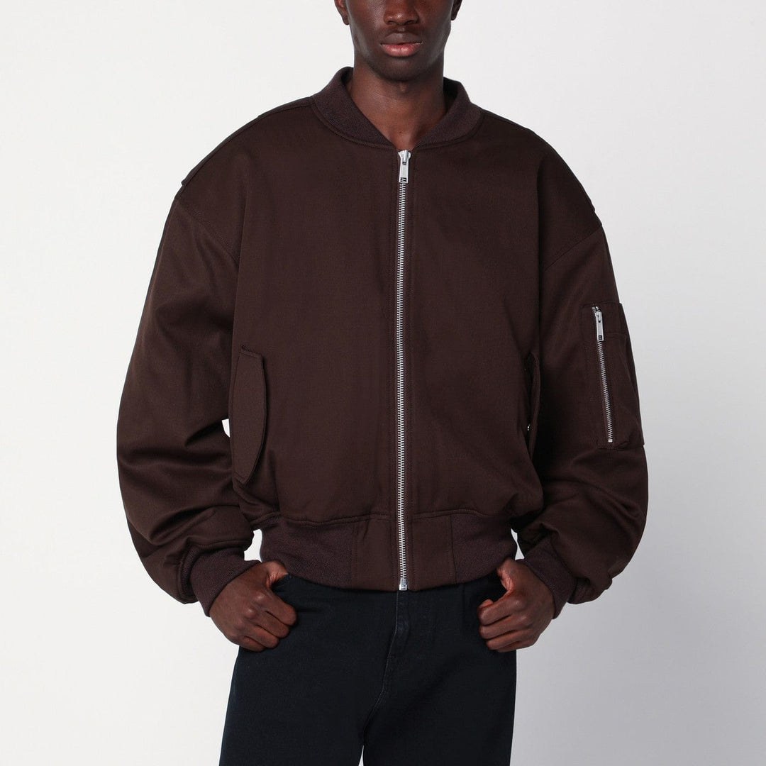 Coats &amp; Jackets Entire Studios - Dark brown zip-up bomber jacket in wool Brand