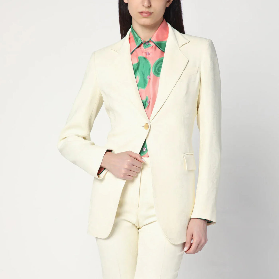 ETRO - White jacquard jacket with crossover detail Brand Coats &amp; Jackets 42  IT