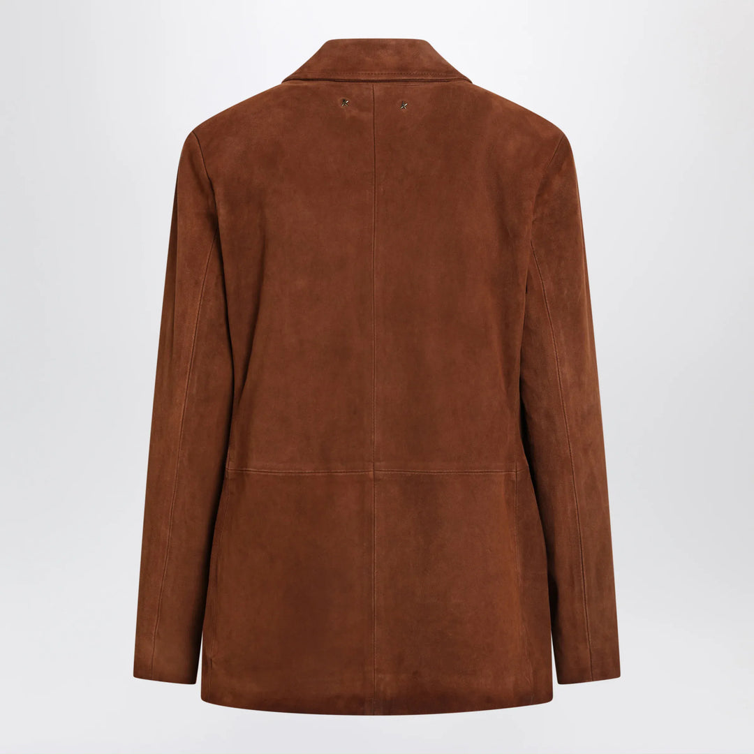 Golden Goose - Robyn suede sheepskin blazer in Cambridge Brown Brand Coats &amp; Jackets