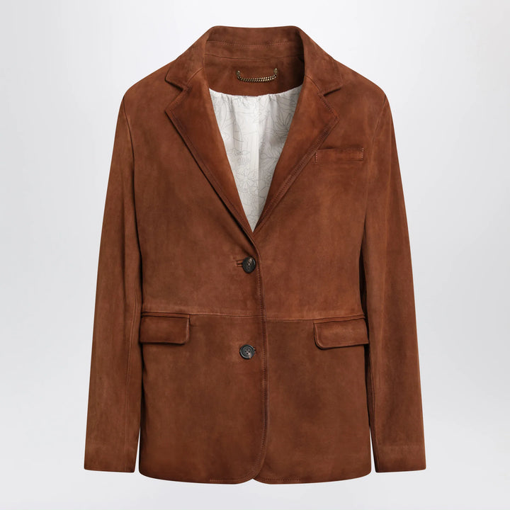 Golden Goose - Robyn suede sheepskin blazer in Cambridge Brown Brand Coats &amp; Jackets 40  IT