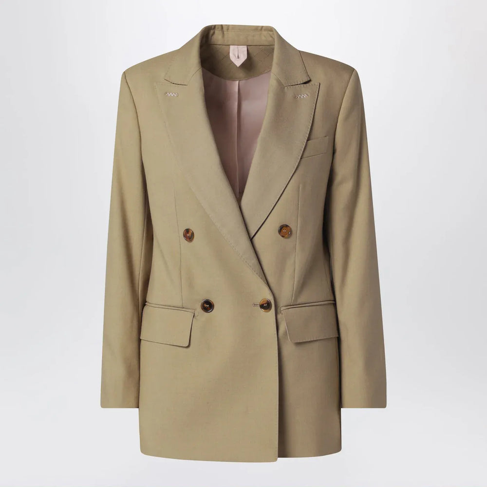 Max Mara - Camel wool-blend double-breasted jacket Brand Coats & Jackets 40  IT