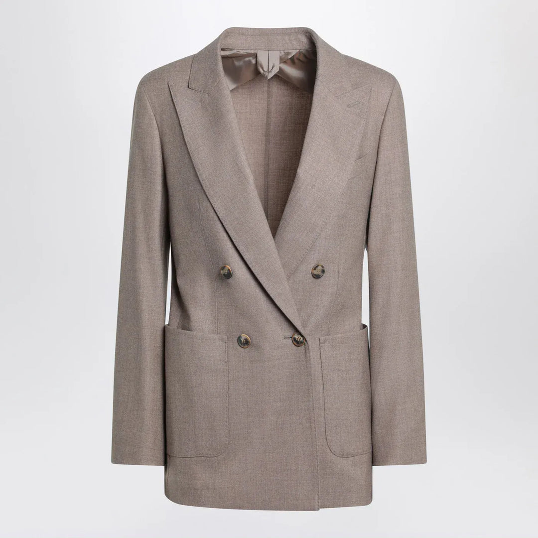 Max Mara - Double-breasted cashmere jacket in dove color Brand Coats &amp; Jackets 38  IT