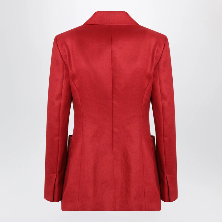 Max Mara - Semi-fitted single-breasted blazer in red linen Brand Coats &amp; Jackets