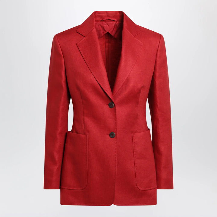 Max Mara - Semi-fitted single-breasted blazer in red linen Brand Coats &amp; Jackets 38  IT