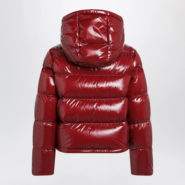 Moncler - Niveole cropped down jacket in glossy nylon red Brand Coats &amp; Jackets