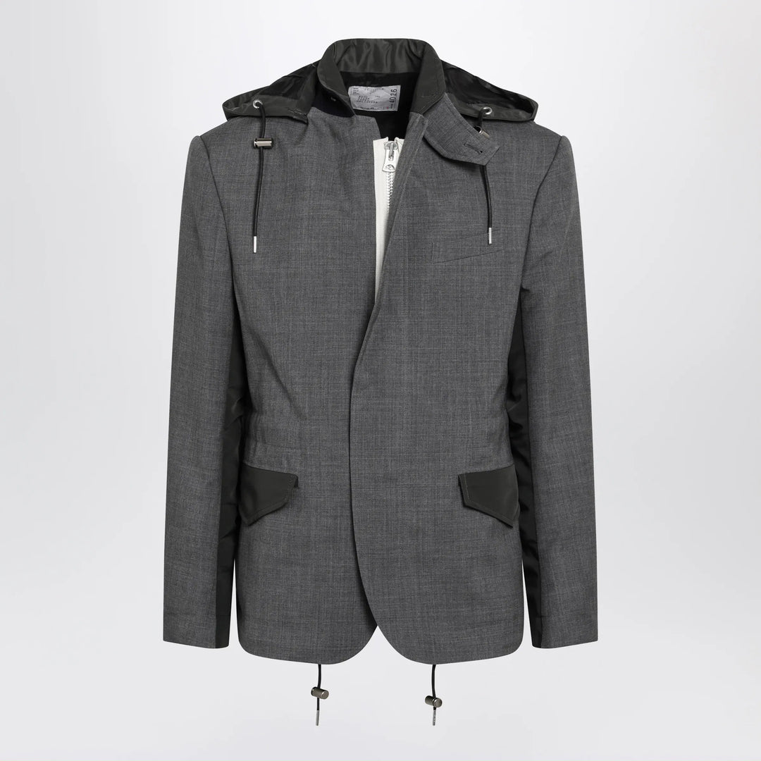 Sacai - Grey/khaki wool and nylon jacket Brand Coats &amp; Jackets