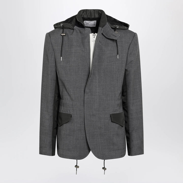 Sacai - Grey/khaki wool and nylon jacket Brand Coats &amp; Jackets