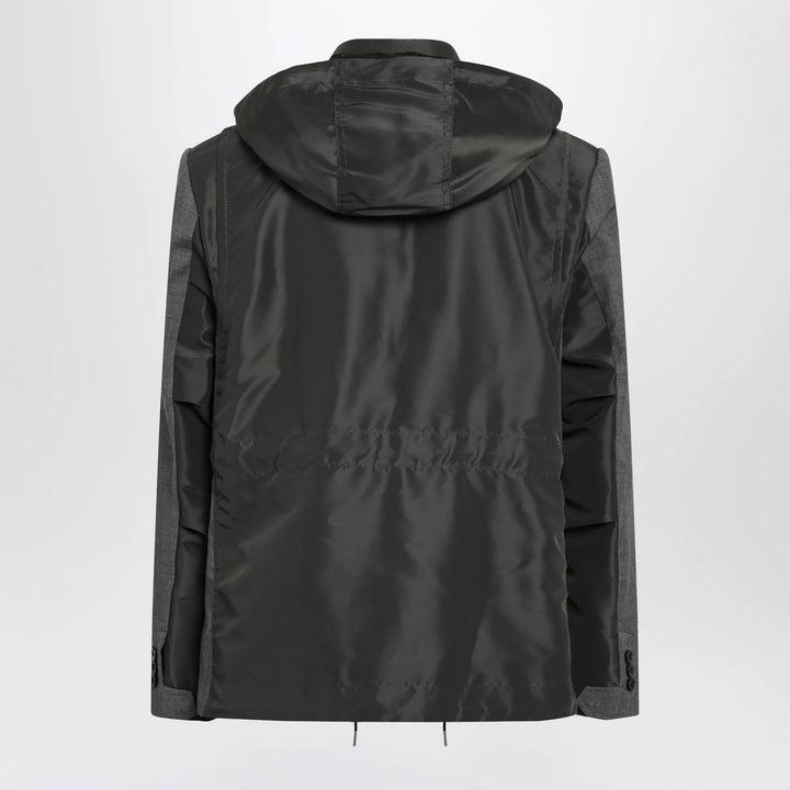Sacai - Grey/khaki wool and nylon jacket Brand Coats &amp; Jackets