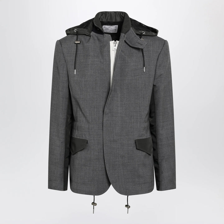 Sacai - Grey/khaki wool and nylon jacket Brand Coats &amp; Jackets 2