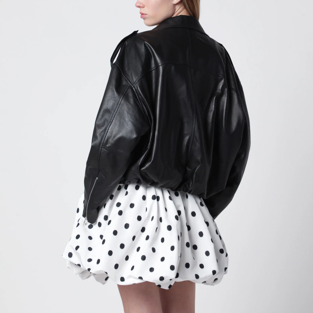 Sword 6644 - Black balloon leather bomber jacket Brand Coats &amp; Jackets