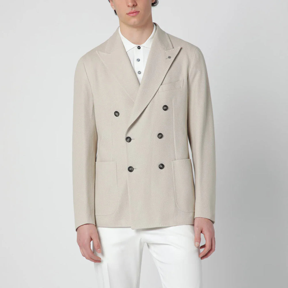 Tagliatore - Beige double-breasted cotton jacket Brand Coats & Jackets 48 IT