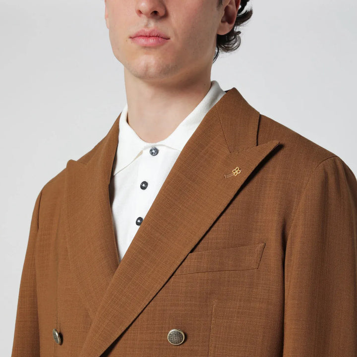 Tagliatore - Caramel double-breasted wool jacket Brand Coats &amp; Jackets