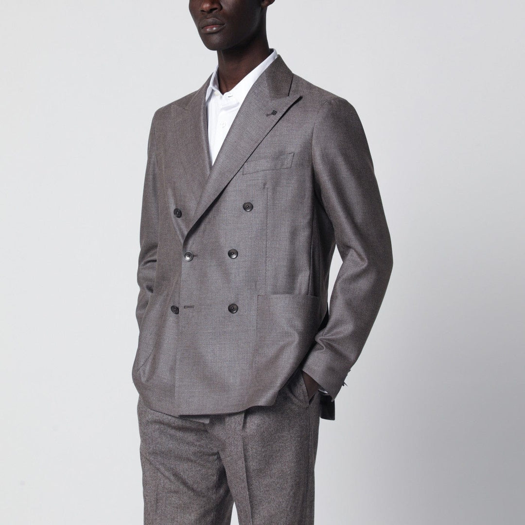 Coats &amp; Jackets Tagliatore - Grey silk and wool double-breasted jacket Brand