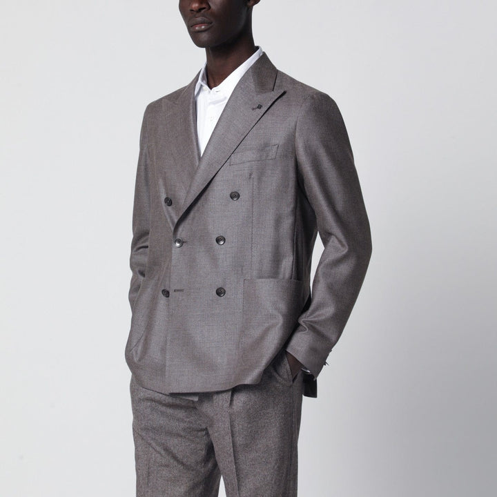Coats &amp; Jackets Tagliatore - Grey silk and wool double-breasted jacket Brand