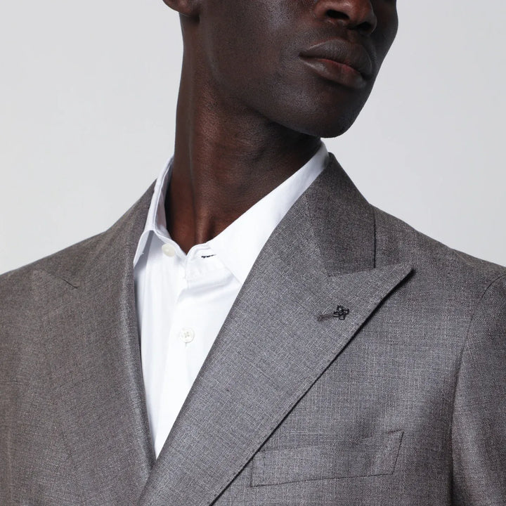 Tagliatore - Grey silk and wool double-breasted jacket Brand Coats &amp; Jackets