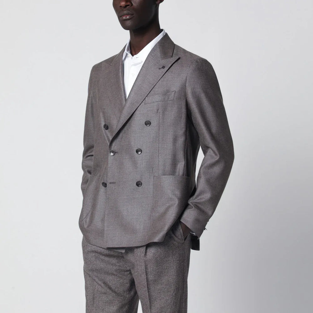 Tagliatore - Grey silk and wool double-breasted jacket Brand Coats & Jackets 46 IT