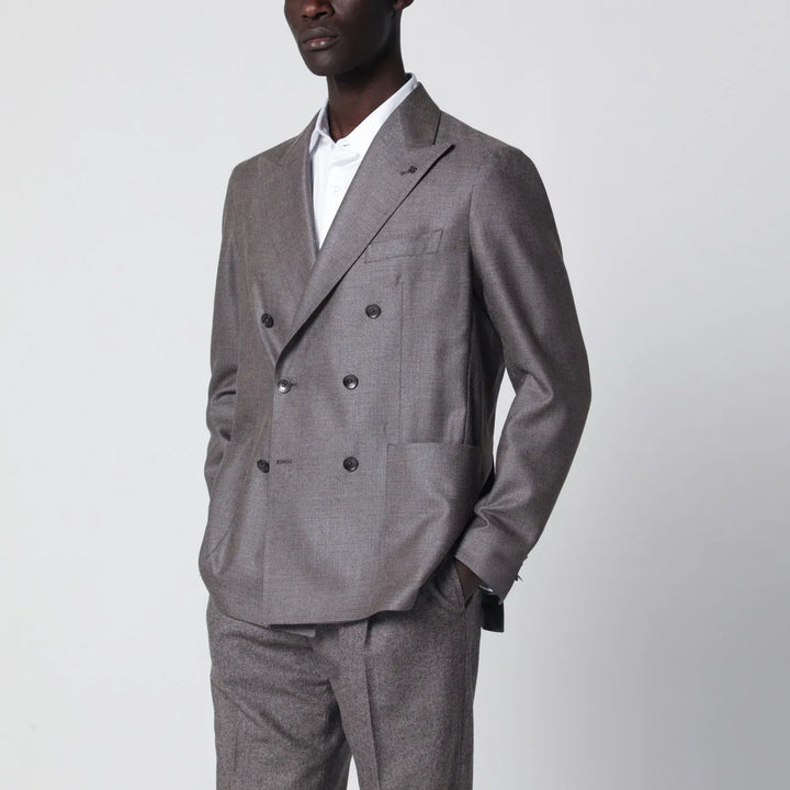 Tagliatore - Grey silk and wool double-breasted jacket Brand Coats &amp; Jackets 46 IT