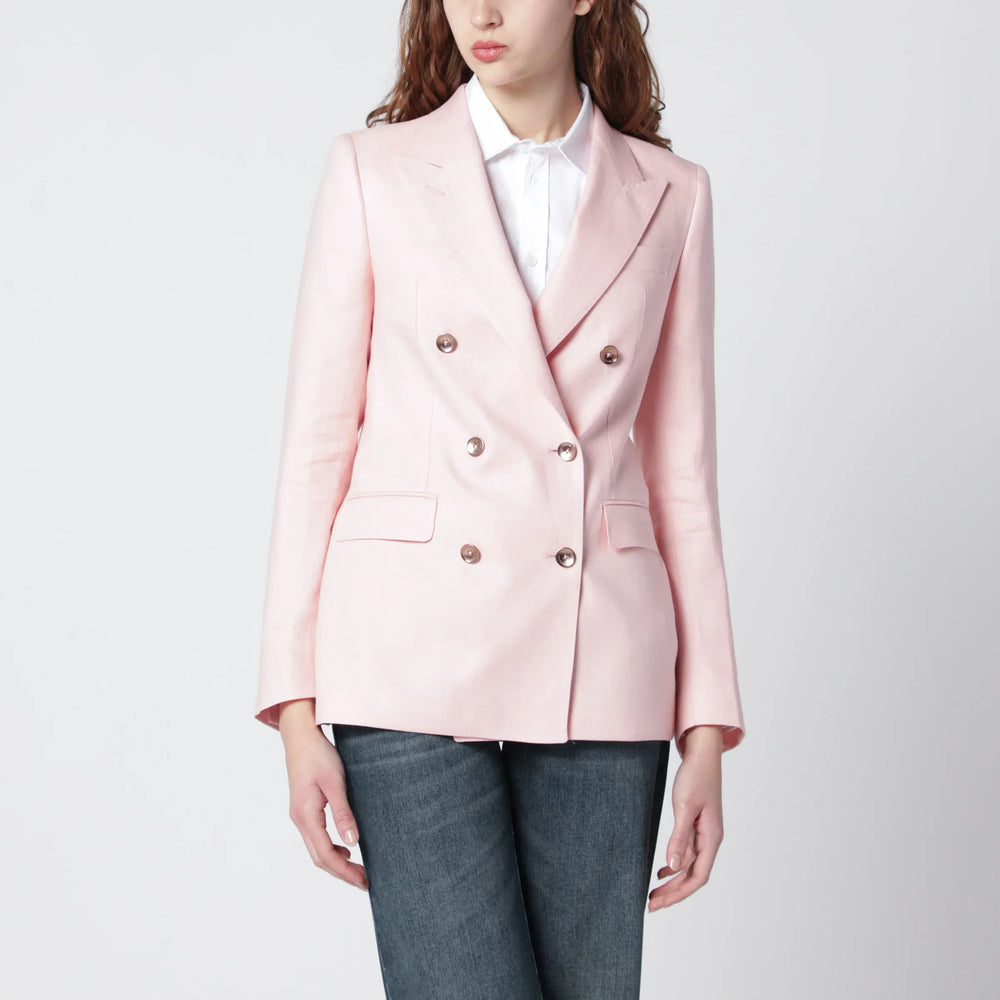 Tagliatore - Pink double-breasted linen jacket Brand Coats & Jackets 38  IT