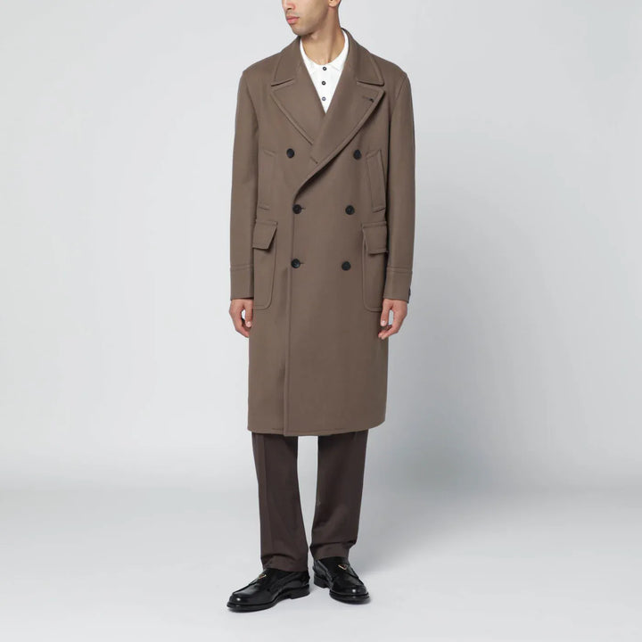 Tagliatore - Taupe double-breasted wool-blend coat Brand Coats &amp; Jackets 46 IT