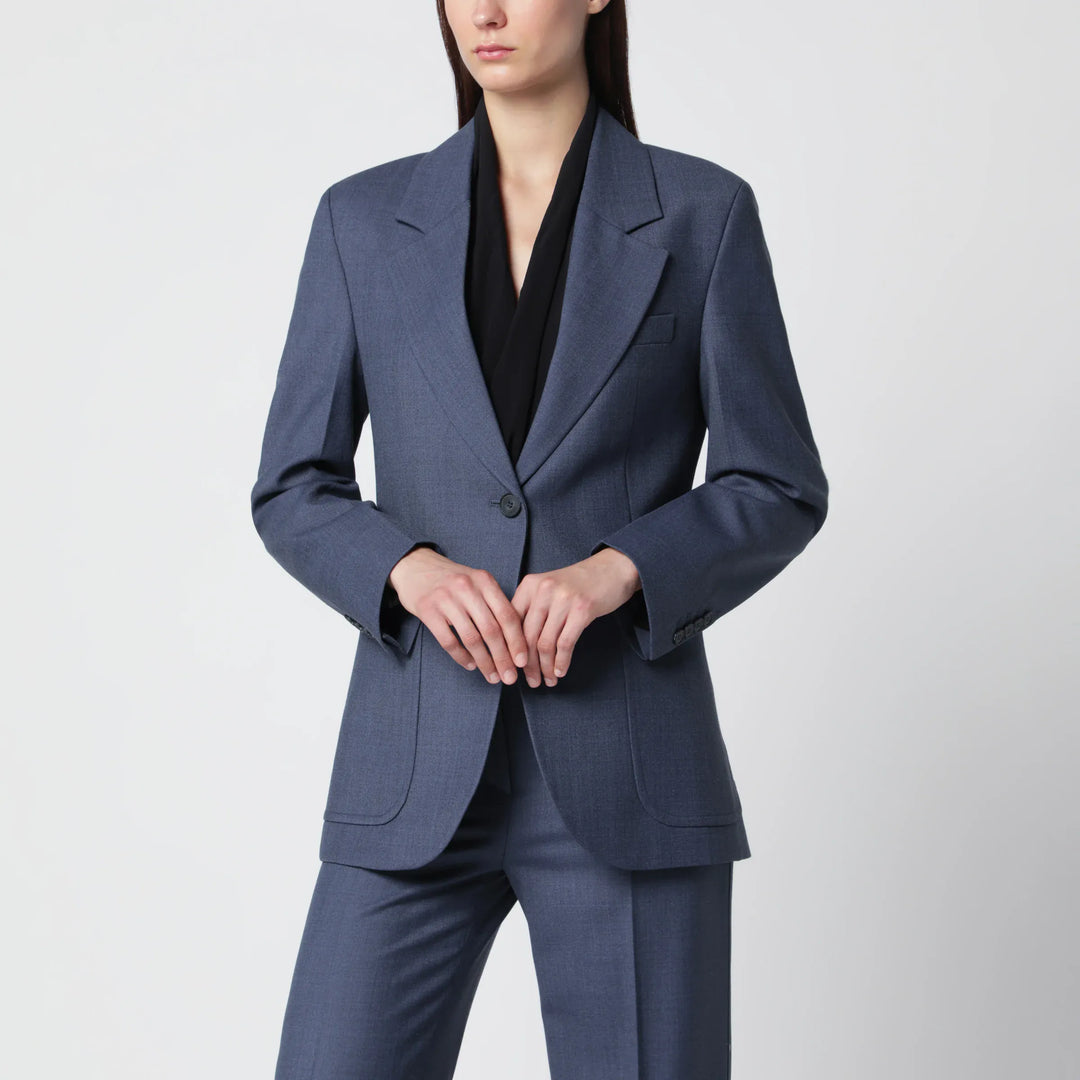 Victoria Beckham - Katherine single-breasted jacket in blue mélange wool blend Brand Coats &amp; Jackets 10 UK