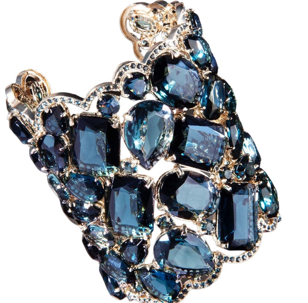 Italian Luxury Group Cuff Elegant Female Swarovski Crystal Cuff 72 Blue Stones Brand