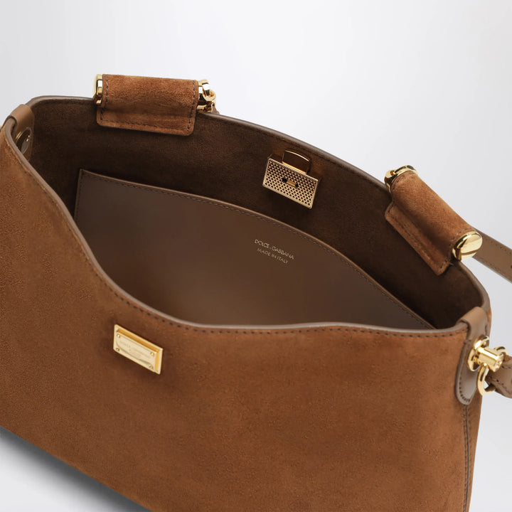 Dolce&amp;Gabbana - Medium Vittoria suede bag in camel Brand U