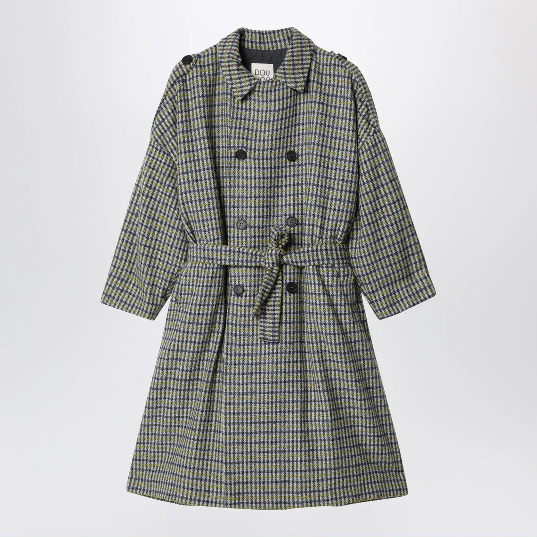 Douuod - Double-breasted wool-blend trench coat with check pattern Brand 10Y