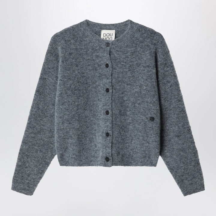Douuod - Grey mélange alpaca-blend cardigan Brand 8Y