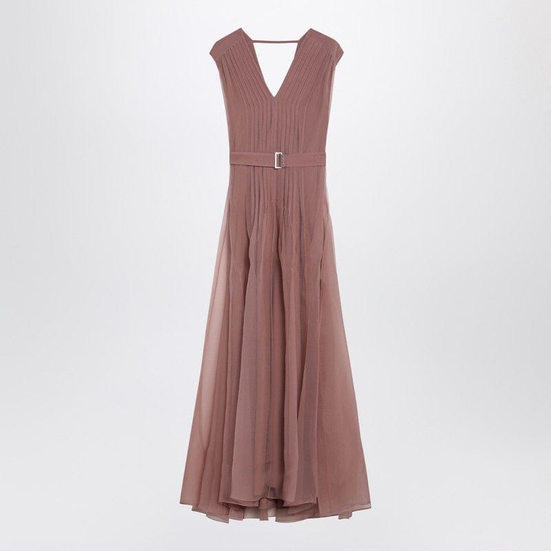 Dresses Brunello Cucinelli - Pink Crispy silk dress with belt - M Brand