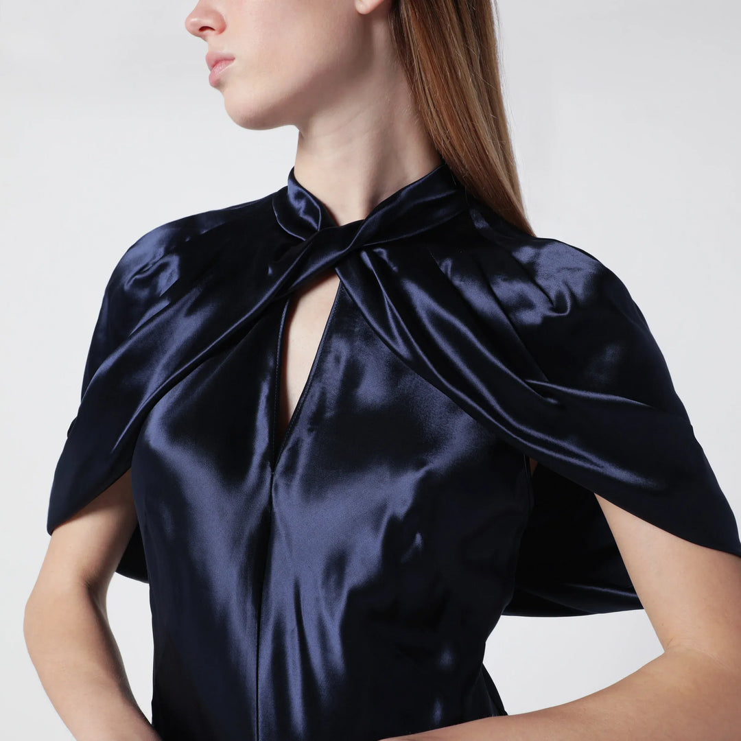 Alberta Ferretti - Long blue dress in shiny satin Brand Dresses