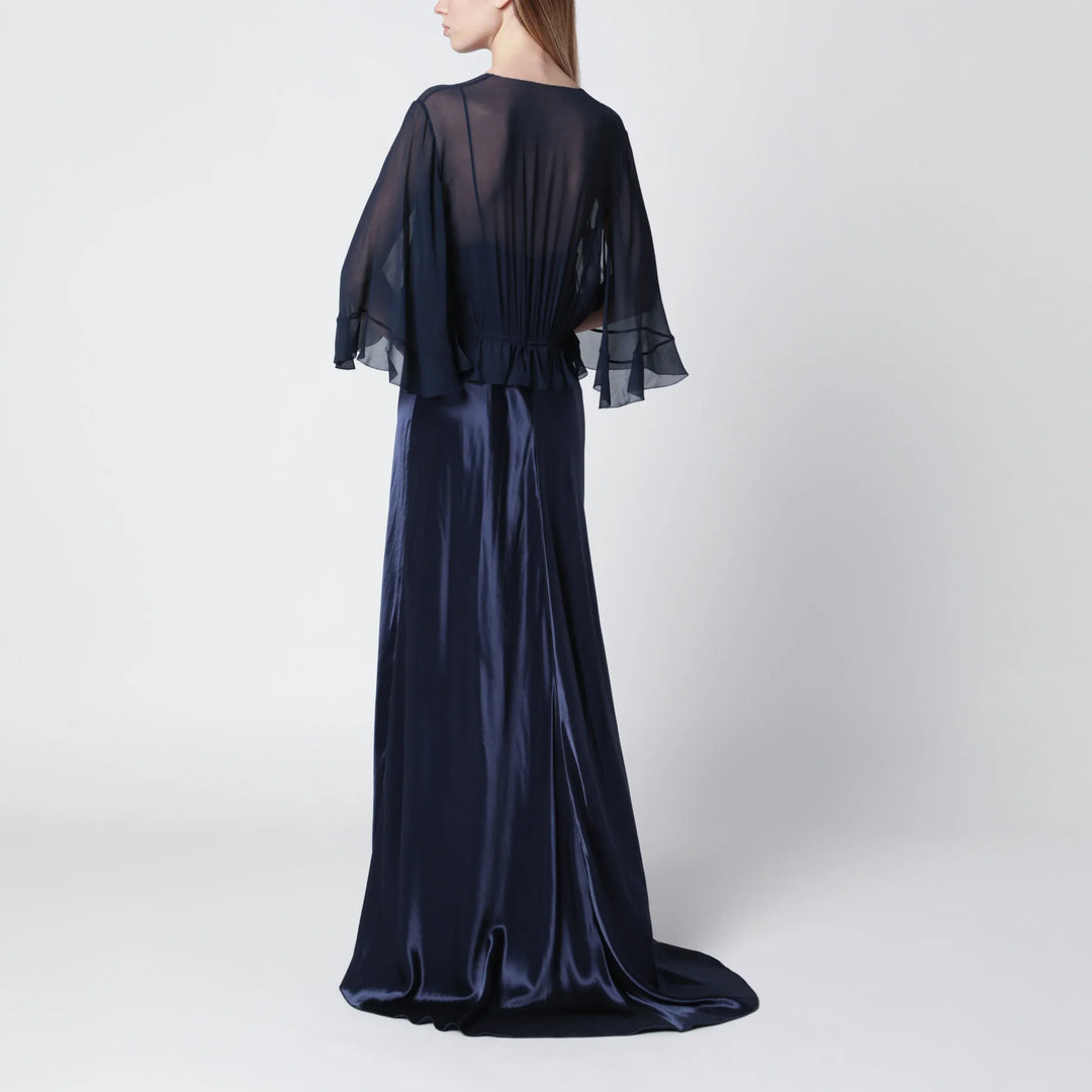 Alberta Ferretti - Long semi-transparent blue dress in viscose Brand Dresses