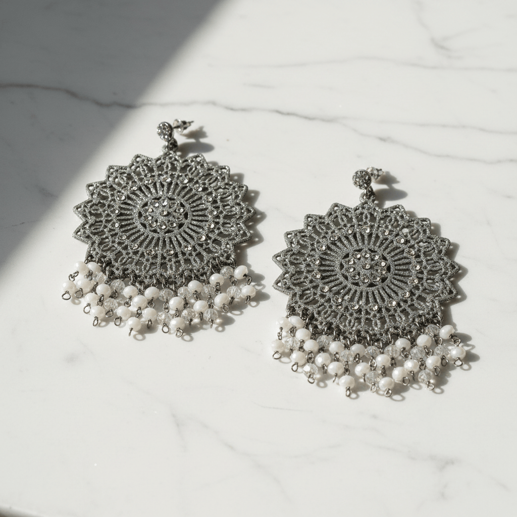 Giora Earrings with Silver Glitter and Swarovski Crystal Brand Earrings