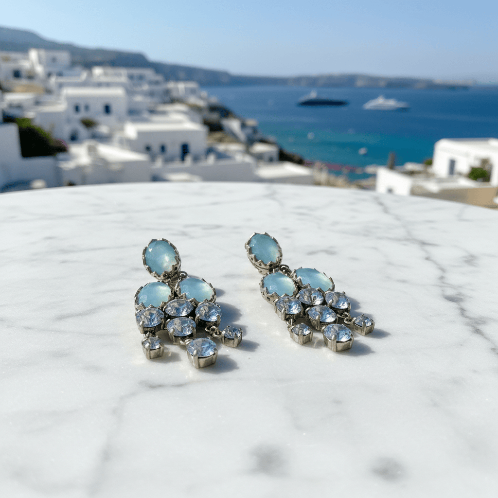 Giora Pendant Earrings With Turquoise Precious Swarovski Stone Brand Earrings