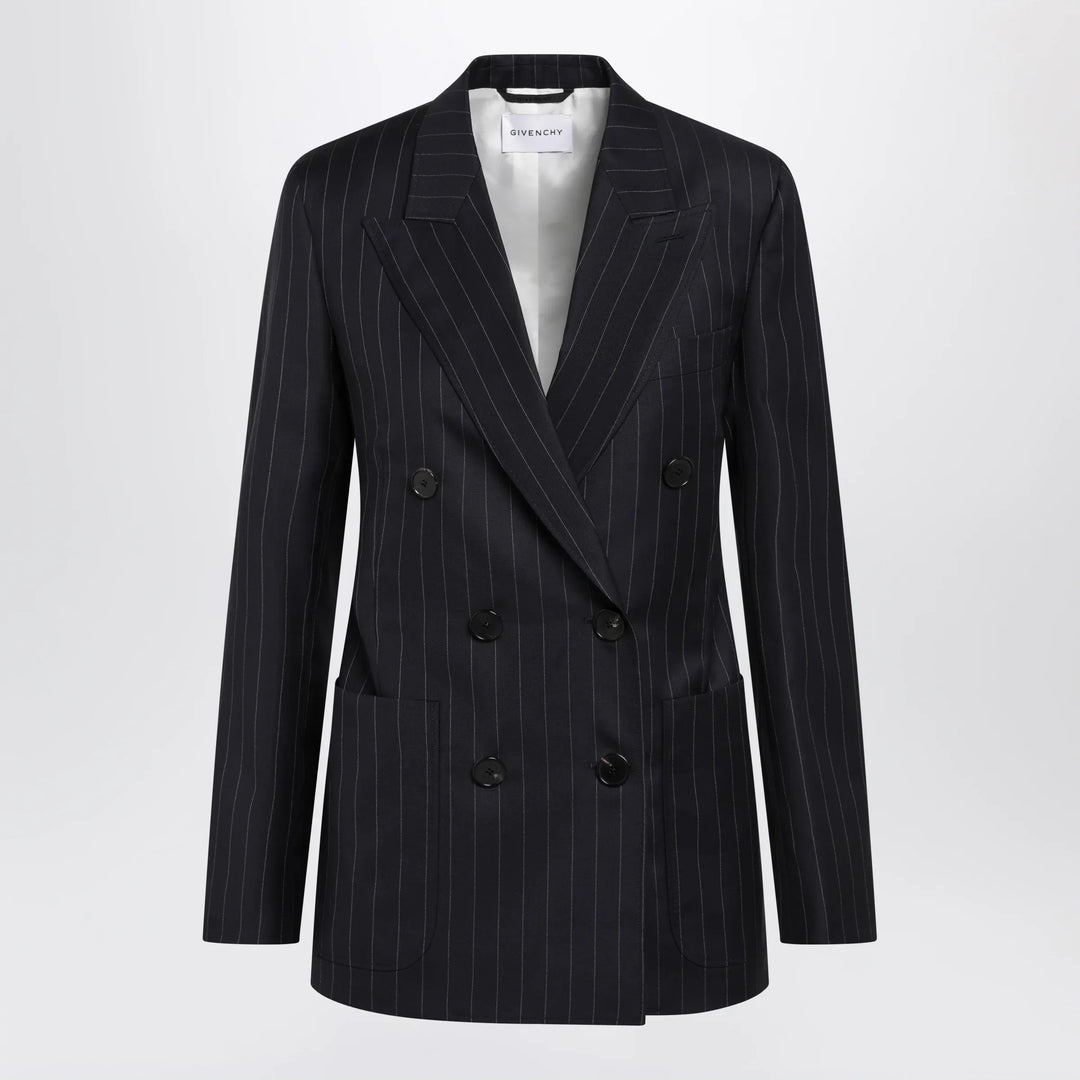 Givenchy - Double-breasted pinstripe wool jacket, dark navy Brand 38  FR