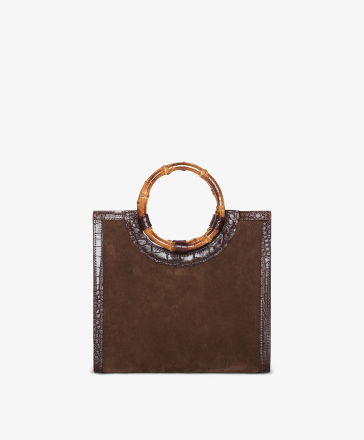 My Style Bags Personalised Bamboo Medium Deluxe Handbag – Dark Brown Brand Handbag