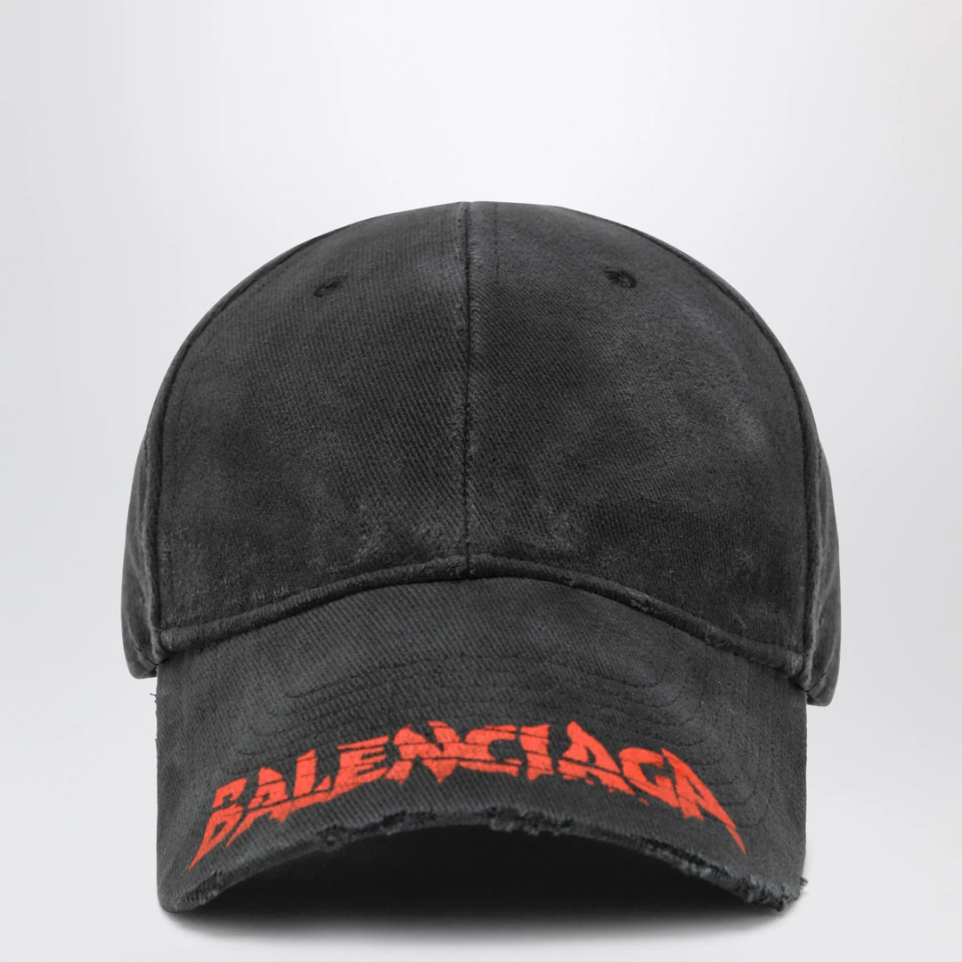 Balenciaga - Black cotton drill baseball cap with logo Brand Hats L