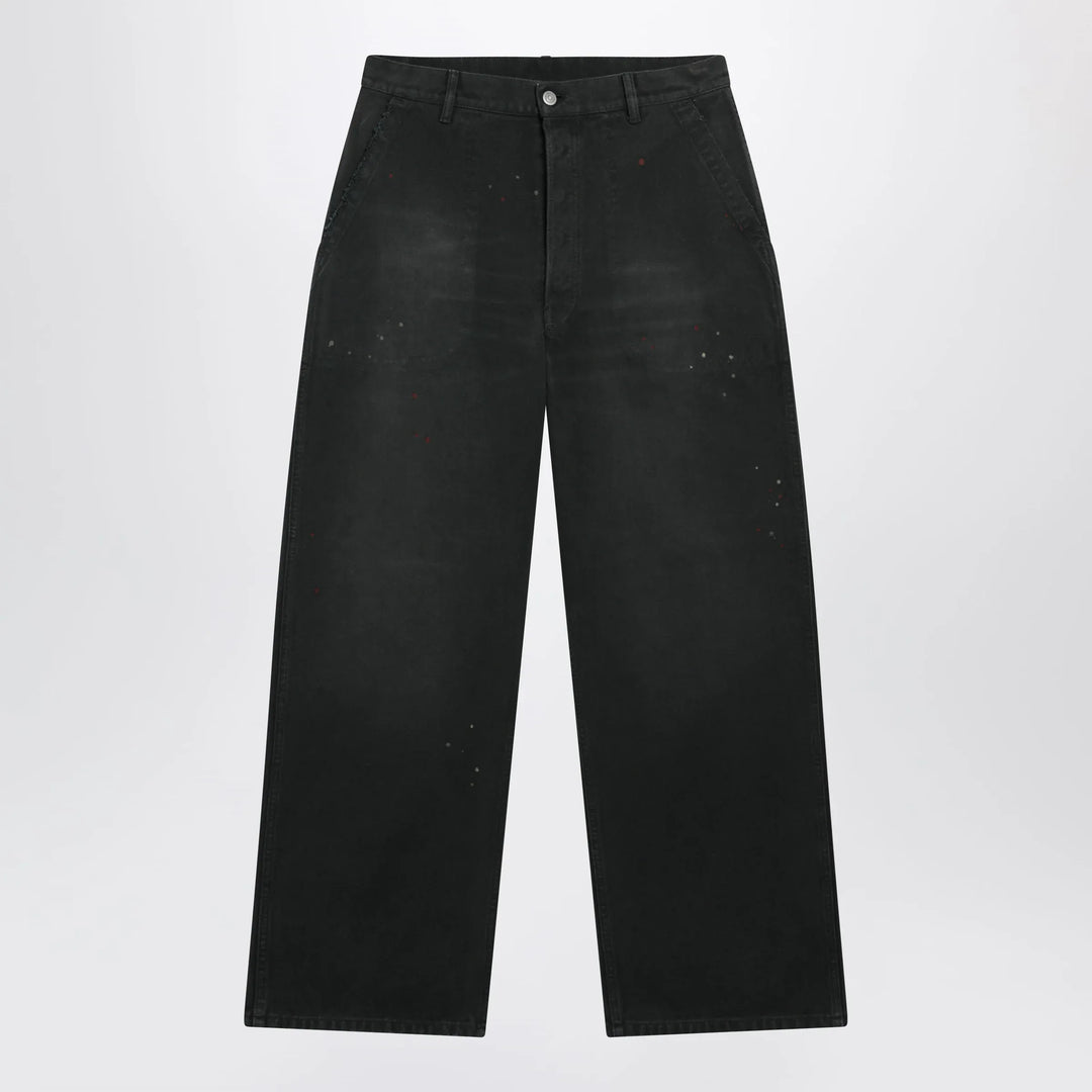 Maison Margiela - Double-dyed work trousers in black cotton with spots Brand 46 IT