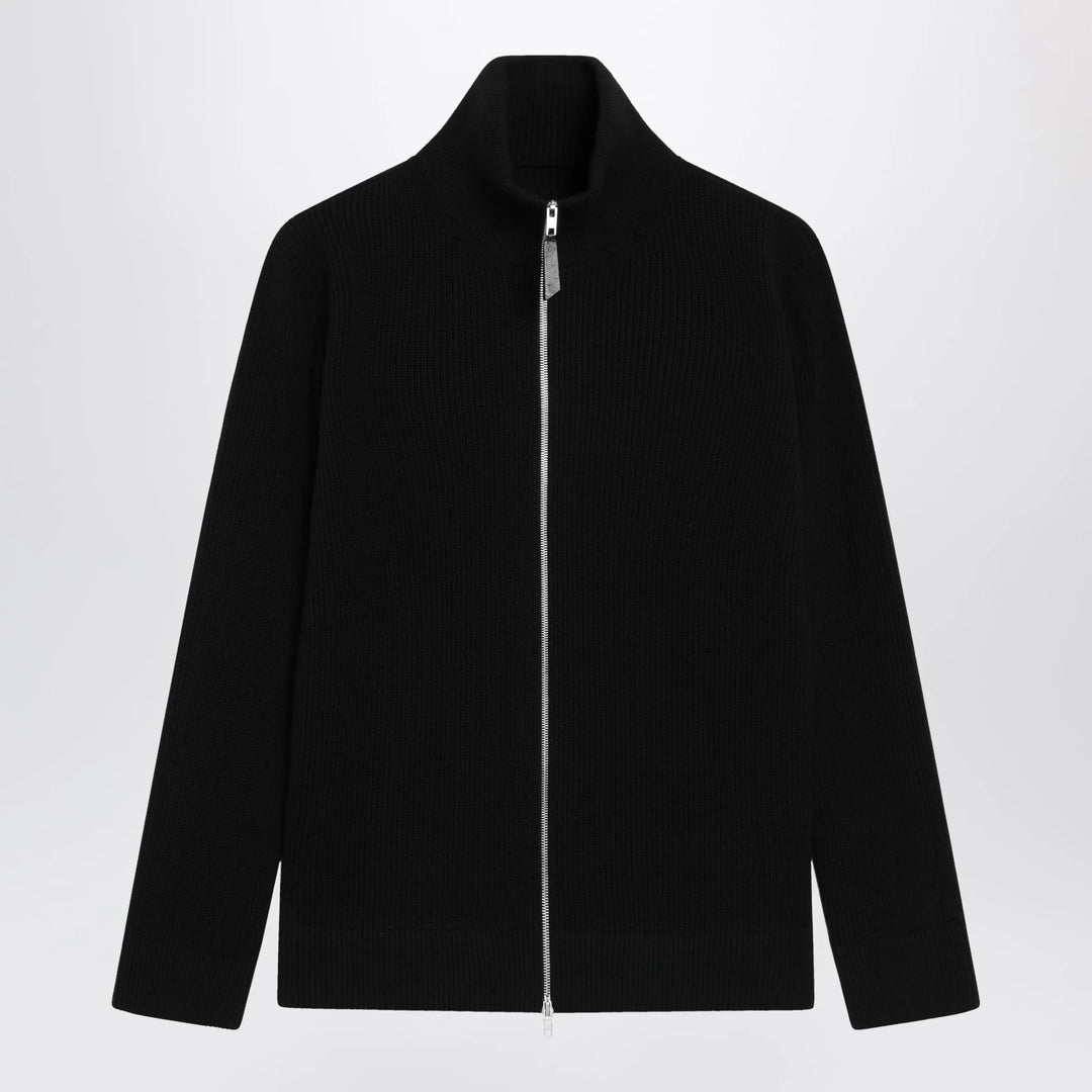 Maison Margiela - Zip-Up Knit Cardigan in Black Cotton and Wool Brand M