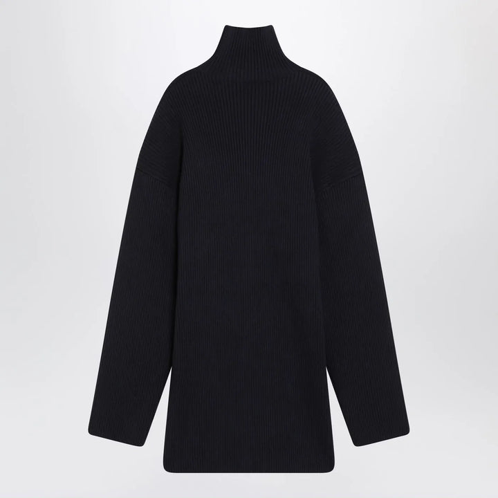 Balenciaga - Pinched navy mini dress in wool and cotton Brand Mini Dress