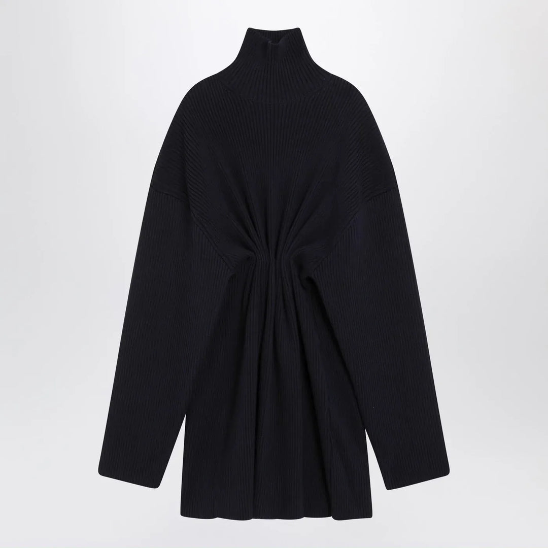 Balenciaga - Pinched navy mini dress in wool and cotton Brand Mini Dress S