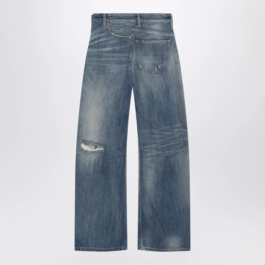 MM6 Maison Margiela - Distressed wide-leg denim jeans in medium blue Brand