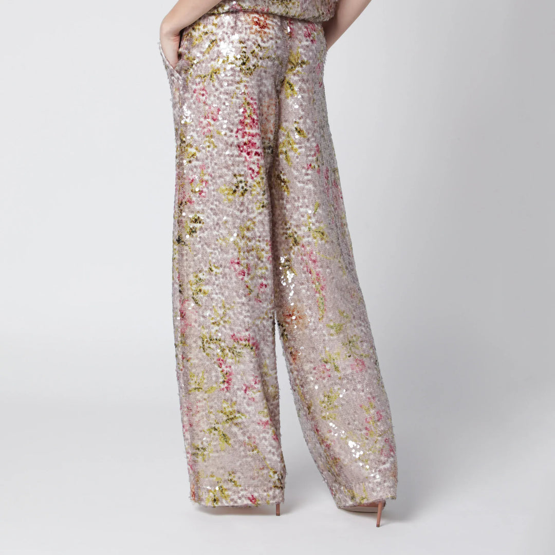 Alberta Ferretti - Sequin trousers with floral pattern Brand Pants