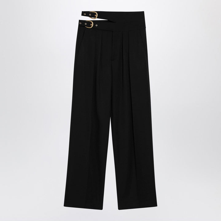 Pants 40  FR Black trousers with double belt and gold buckles Brand