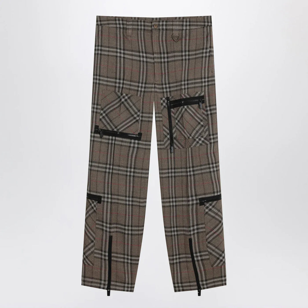 Burberry - Cargo pants check pattern in silk blend Brand Pants 46 IT